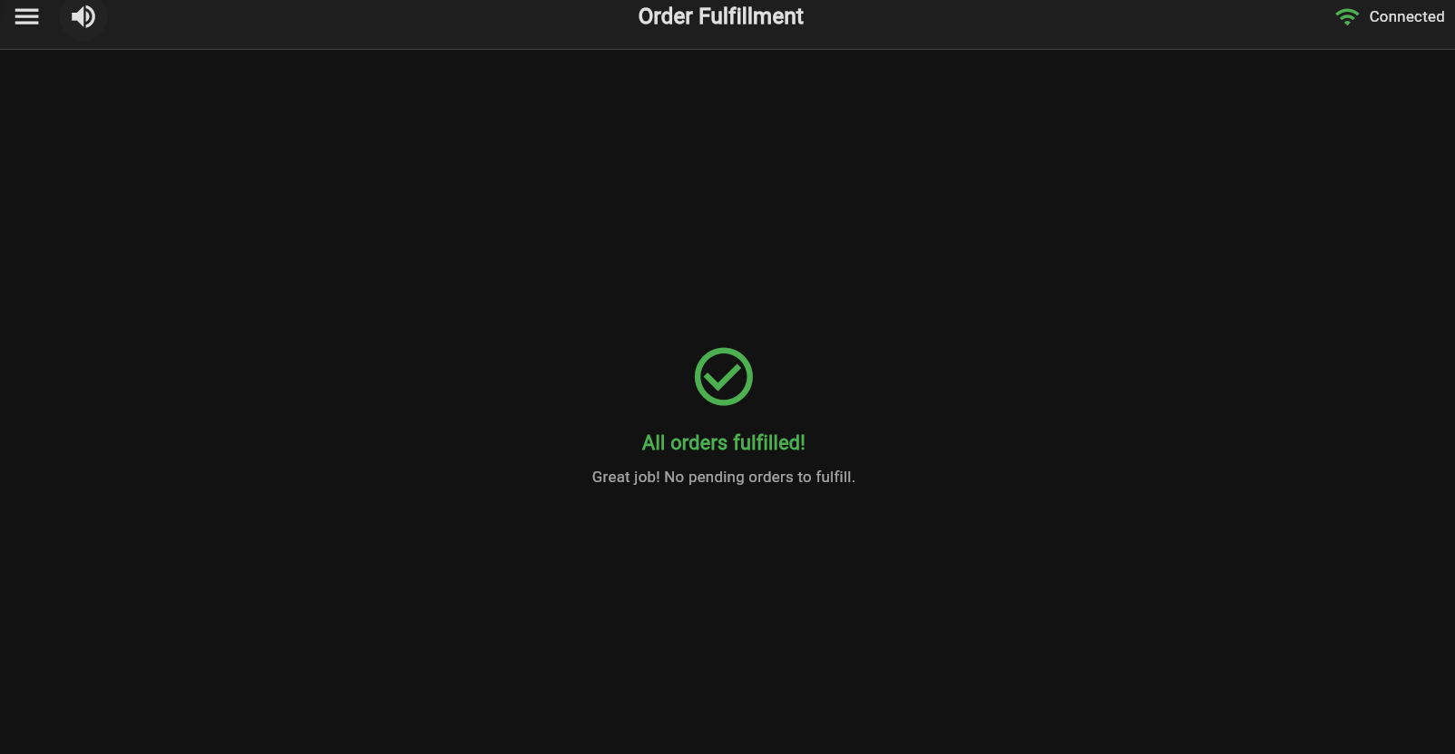 Completed orders view