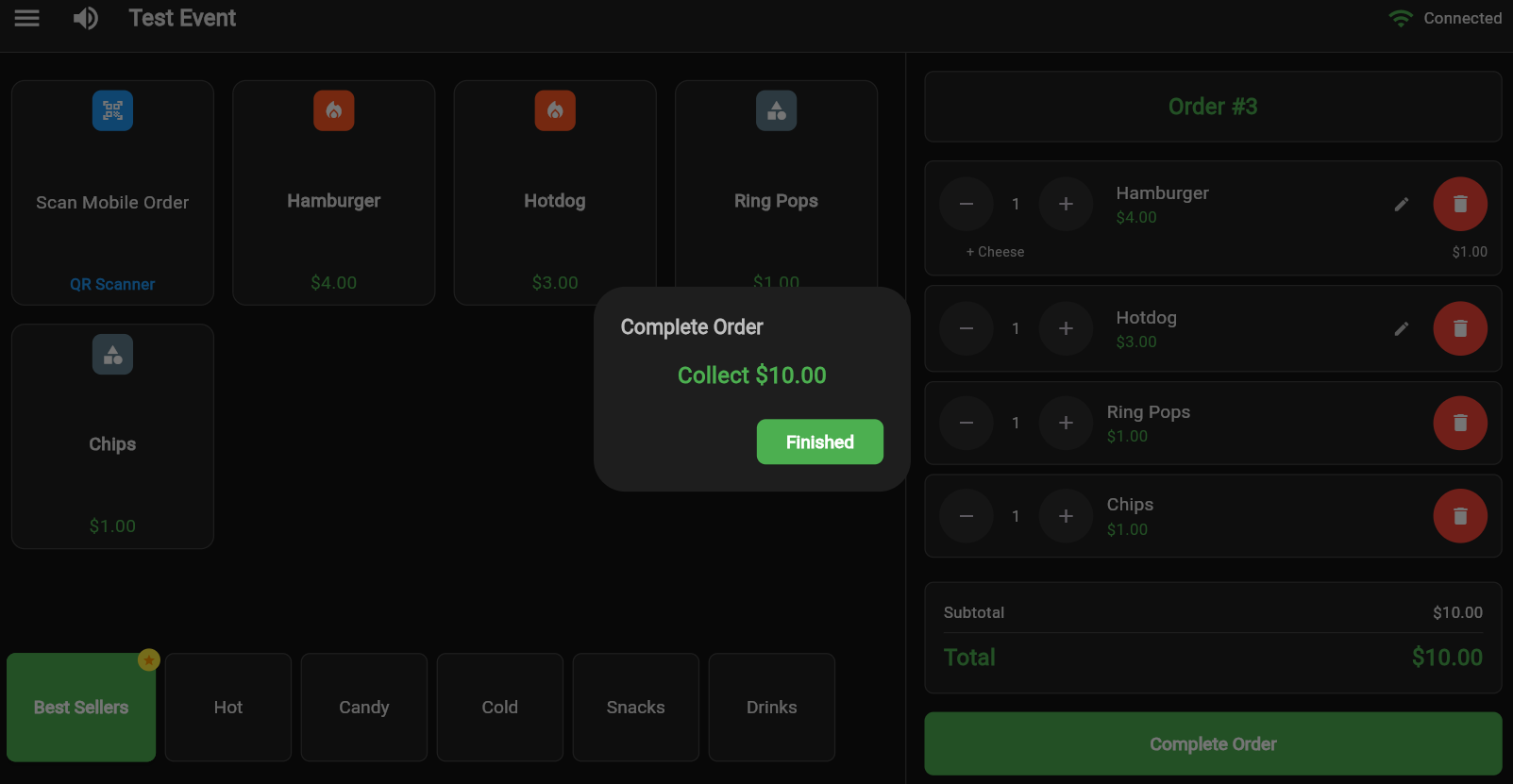 Order summary and total